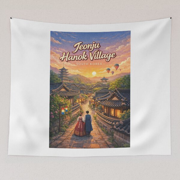 Item preview, Jeonju Hanok Village at Sunset – Traditional Hanoks and Mountains in Jeollabuk-do, South Korea designed and sold by Aryabek.