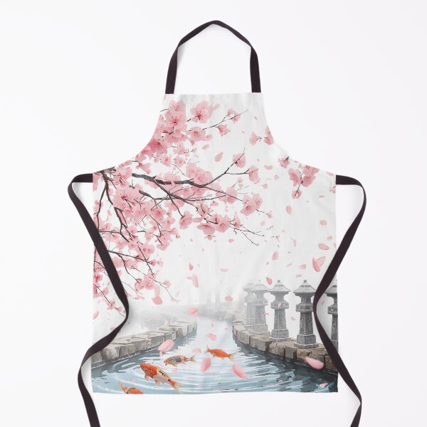 Item preview, Magical Cherry Blossom Scene with Winding River & Koi Fish designed and sold by catcurio.