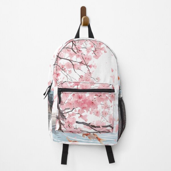 Item preview, Magical Cherry Blossom Scene with Winding River & Koi Fish designed and sold by catcurio.