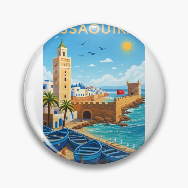 Item preview, Essaouira Morocco – Atlantic Coast Ramparts, Skala de la Ville, and Blue Boats in the Medina designed and sold by Aryabek.