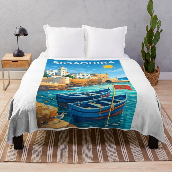Item preview, Essaouira Morocco – Medina Walls, Port Towers and Boats near Skala du Port on the Atlantic Coast designed and sold by Aryabek.