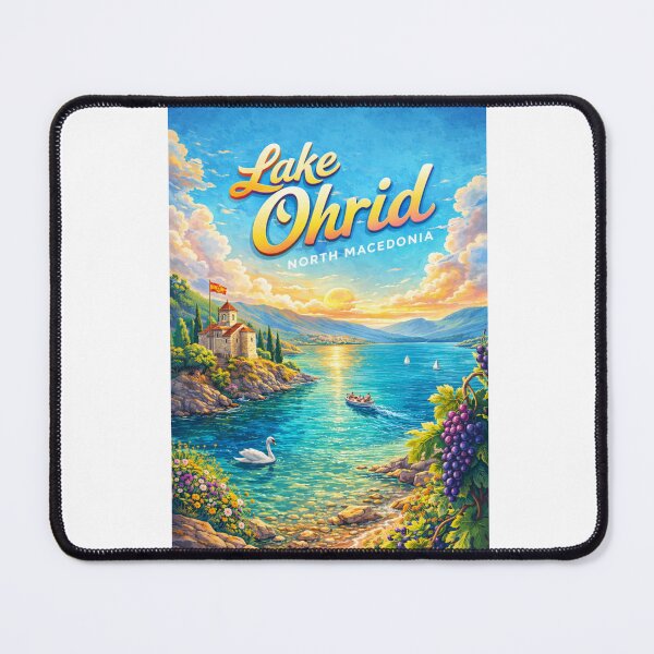 Item preview, Lake Ohrid North Macedonia – Church of St. John at Kaneo, Galičica Mountains and Sunset Over Bay of Ohrid designed and sold by Aryabek.