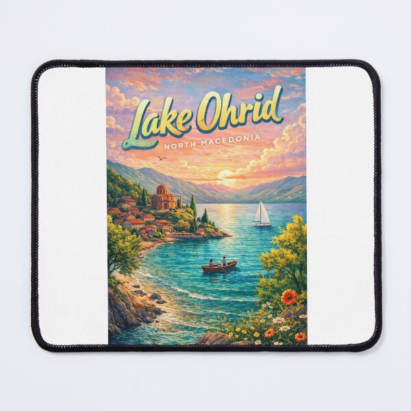 Item preview, Lake Ohrid North Macedonia – Sunset over Kaneo, Galičica Mountains, and Historic Ohrid Town designed and sold by Aryabek.