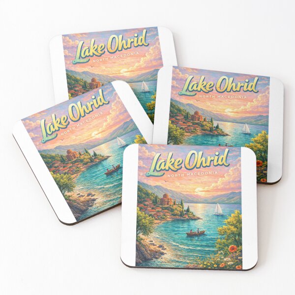 Item preview, Lake Ohrid North Macedonia – Sunset over Kaneo, Galičica Mountains, and Historic Ohrid Town designed and sold by Aryabek.
