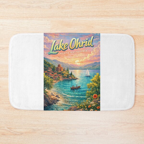 Item preview, Lake Ohrid North Macedonia – Sunset over Kaneo, Galičica Mountains, and Historic Ohrid Town designed and sold by Aryabek.