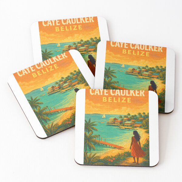 Item preview, Caye Caulker Belize – Caribbean Island Village, Palms, and Sailboats off the Belize Barrier Reef designed and sold by Aryabek.