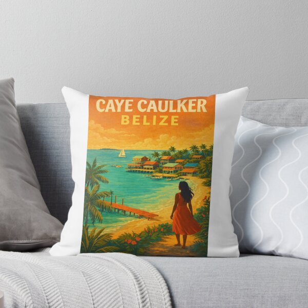 Item preview, Caye Caulker Belize – Caribbean Island Village, Palms, and Sailboats off the Belize Barrier Reef designed and sold by Aryabek.
