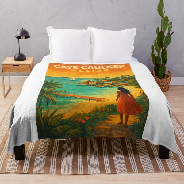 Item preview, Caye Caulker Belize – Caribbean Island Village, Palms, and Sailboats off the Belize Barrier Reef designed and sold by Aryabek.