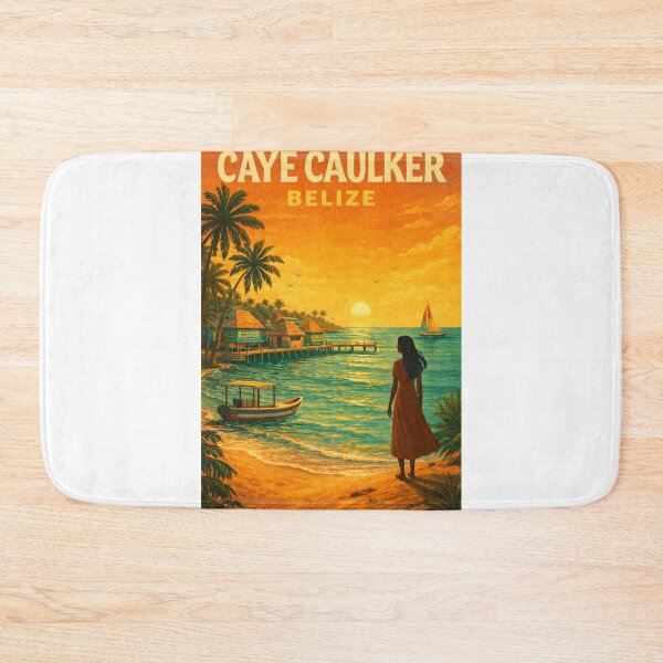 Item preview, Caye Caulker Belize – Sunset over Caribbean Bungalows, Docks, and Boats near The Split designed and sold by Aryabek.