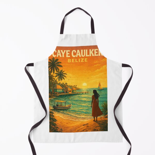 Item preview, Caye Caulker Belize – Sunset over Caribbean Bungalows, Docks, and Boats near The Split designed and sold by Aryabek.