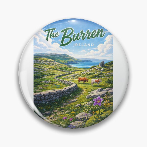 Item preview, The Burren Ireland – Wildflower Fields, Cattle and Stone Walls near Atlantic Coast of County Clare designed and sold by Aryabek.