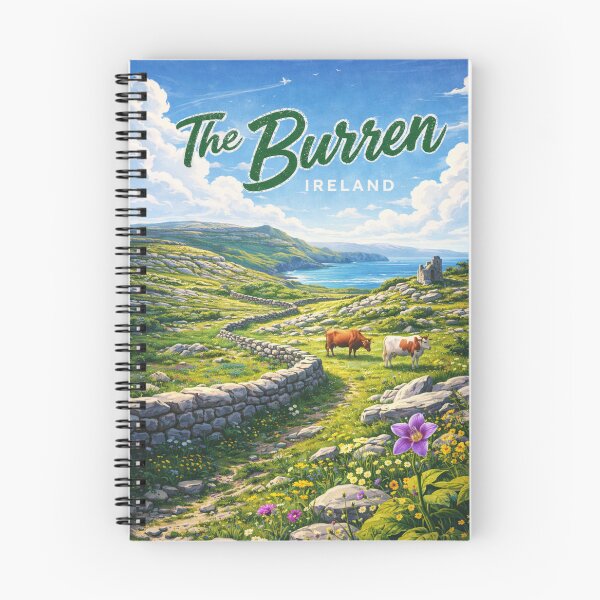 Item preview, The Burren Ireland – Wildflower Fields, Cattle and Stone Walls near Atlantic Coast of County Clare designed and sold by Aryabek.