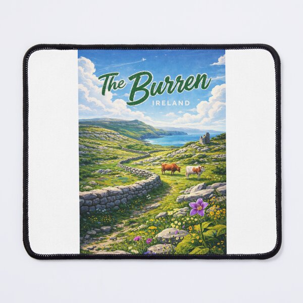 Item preview, The Burren Ireland – Wildflower Fields, Cattle and Stone Walls near Atlantic Coast of County Clare designed and sold by Aryabek.