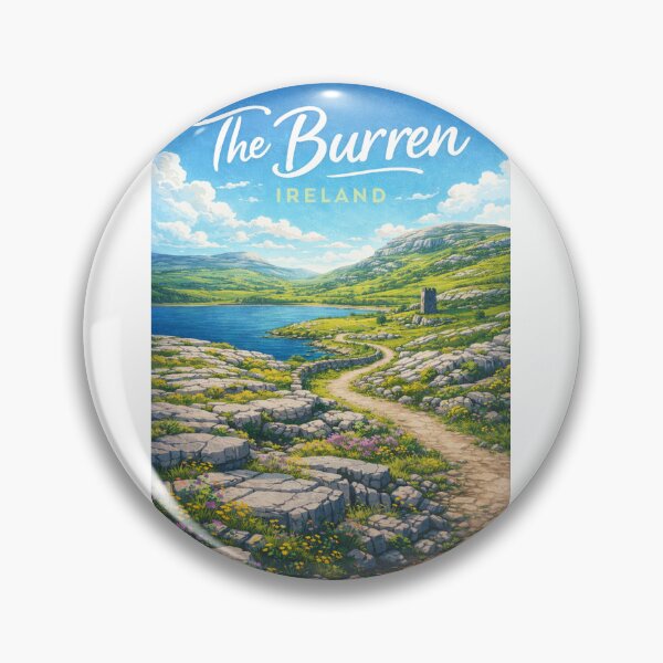 Item preview, The Burren Ireland – Limestone Hills, Ruined Tower, and Atlantic Lake in County Clare designed and sold by Aryabek.