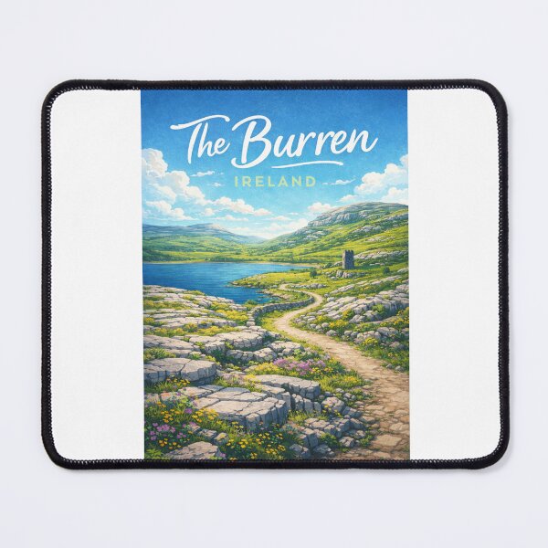 Item preview, The Burren Ireland – Limestone Hills, Ruined Tower, and Atlantic Lake in County Clare designed and sold by Aryabek.