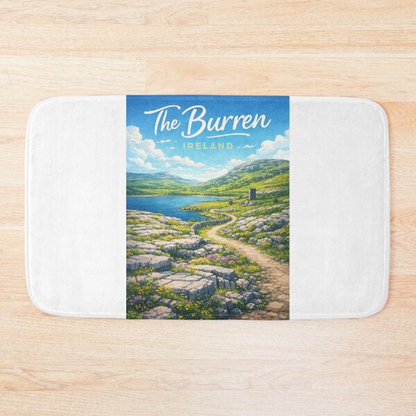 Item preview, The Burren Ireland – Limestone Hills, Ruined Tower, and Atlantic Lake in County Clare designed and sold by Aryabek.