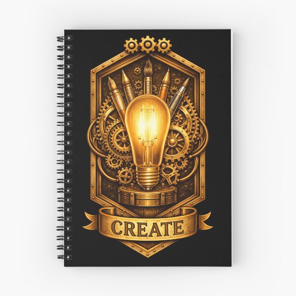 Item preview, Steampunk CREATE - Lightbulb Art | Vintage Inventor Creativity Design designed and sold by Forged in the Warp.