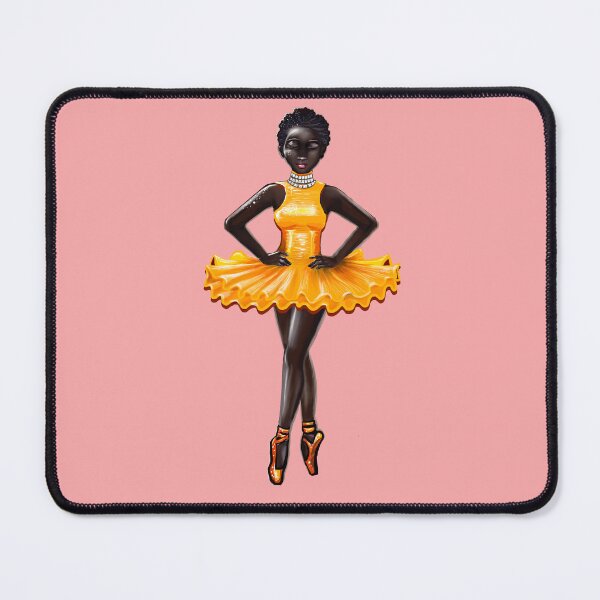 Item preview, Ballerina Noor in orange - black African American girl with Afro hair dancing ballet designed and sold by Artonmytee.
