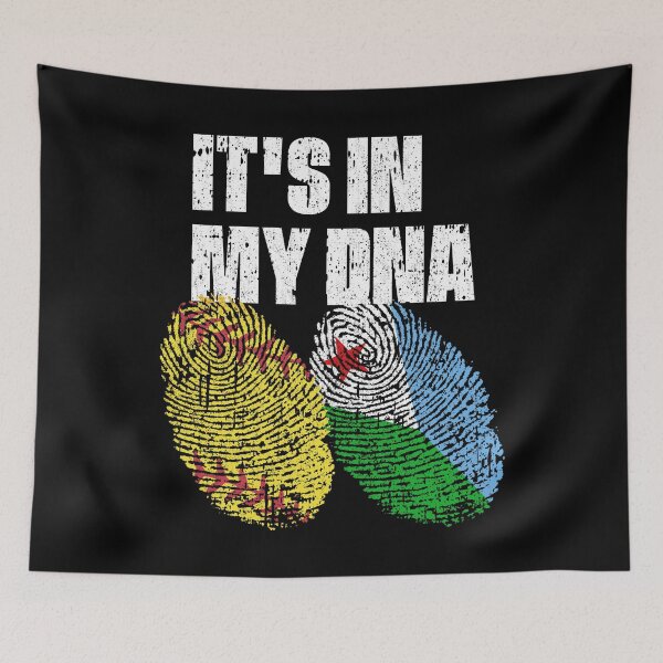 Item preview, IT'S IN MY DNA Softball - Djibouti Flag Fingerprint  designed and sold by CosmoKitsch.