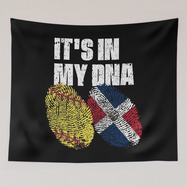 Item preview, IT'S IN MY DNA Softball - Dominican Republic Flag Fingerprint  designed and sold by CosmoKitsch.