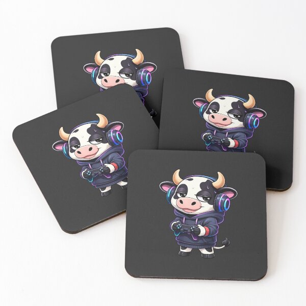 Artikelvorschau, Late Night Gamer Cow – Niedliche Chibi-Kuh-Cartoon-Figur | Gemütliches Gaming-Design entworfen und verkauft von ColorSplash123.