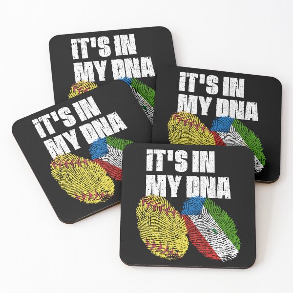 Item preview, IT'S IN MY DNA Softball - Equatorial Guinea Flag Fingerprint  designed and sold by CosmoKitsch.