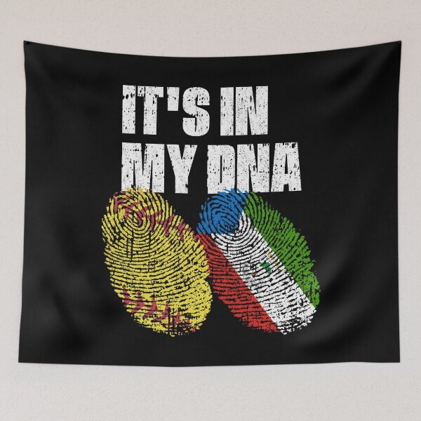 Item preview, IT'S IN MY DNA Softball - Equatorial Guinea Flag Fingerprint  designed and sold by CosmoKitsch.