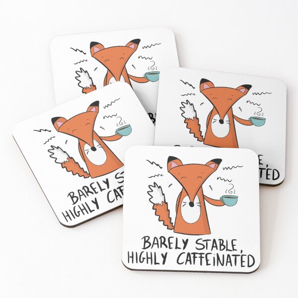 Item preview, Barely Stable Highly Caffeinated Funny Fox Coffee Lover designed and sold by DesignFreakArt.