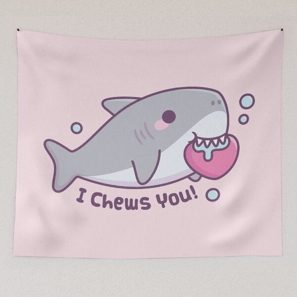 Item preview, Cute Shark Bites Heart I Chews You Funny designed and sold by rustydoodle.