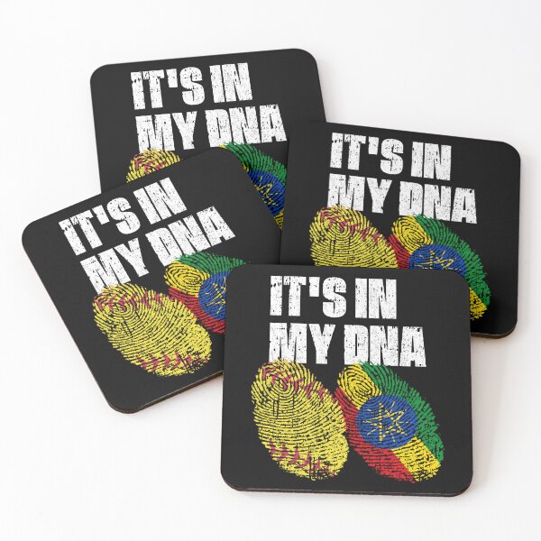 Item preview, IT'S IN MY DNA Softball - Ethiopia Flag Fingerprint  designed and sold by CosmoKitsch.
