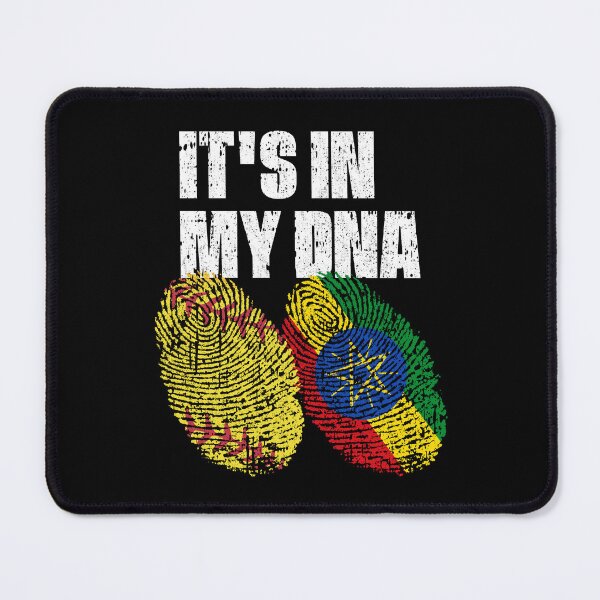 Item preview, IT'S IN MY DNA Softball - Ethiopia Flag Fingerprint designed and sold by CosmoKitsch.