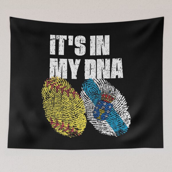 Item preview, IT'S IN MY DNA Softball - Galicia Flag Fingerprint  designed and sold by CosmoKitsch.
