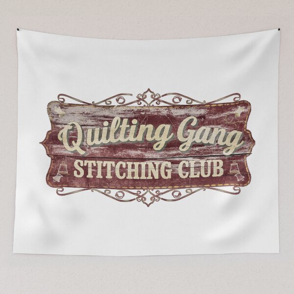 Item preview, Vintage Quilting Gang Guild Sign | Retro Stitching Club designed and sold by Twenty2Creative.
