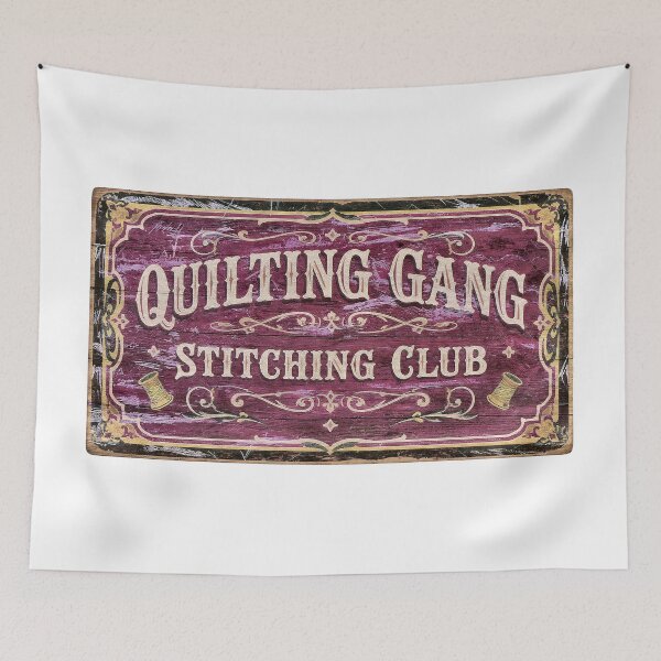 Item preview, Vintage Quilting Gang Guild Sign | Retro Stitching Club designed and sold by Twenty2Creative.