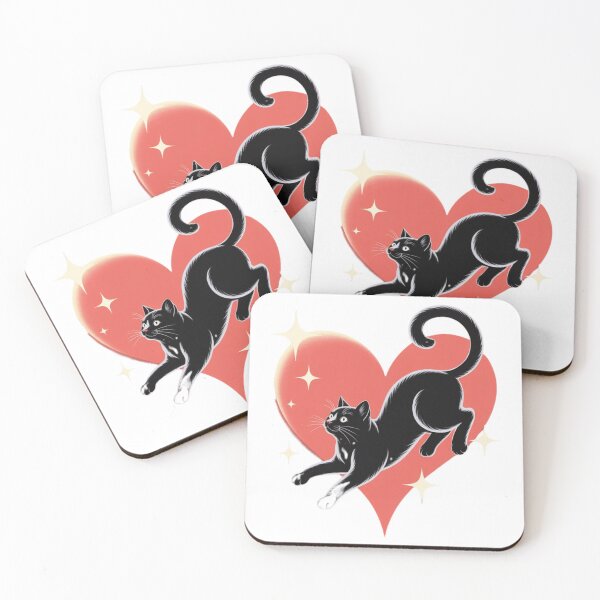 Item preview, Leap of Love: Vintage Black Cat & Heart designed and sold by Nomadic-Prints.