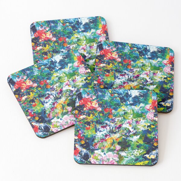 Item preview, Abstract floral painting red, blue, green, yellow, and pink designed and sold by Good_Things.
