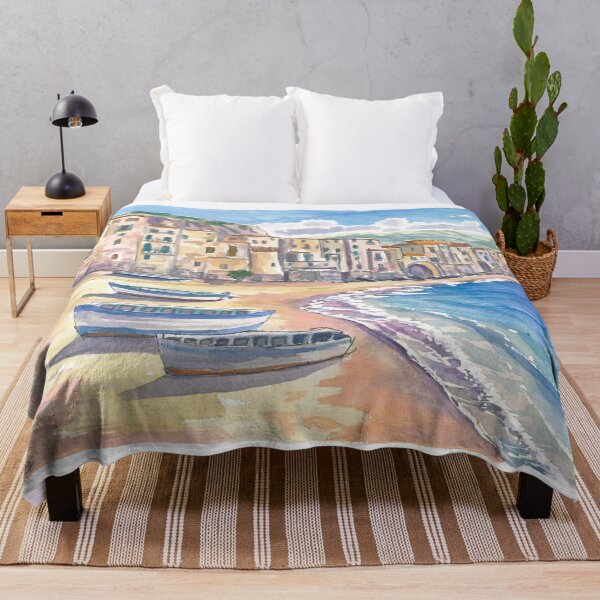 Item preview, Cefalù Sicily Coastal Painting with Old Town and Beach View designed and sold by artshop77.