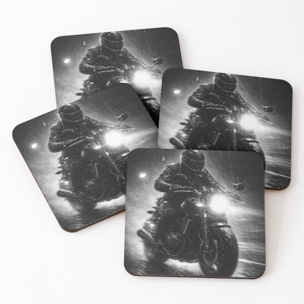 Item preview, Midnight Ride Cinematic Motorcycle Biker in Rain designed and sold by madebysiwa.