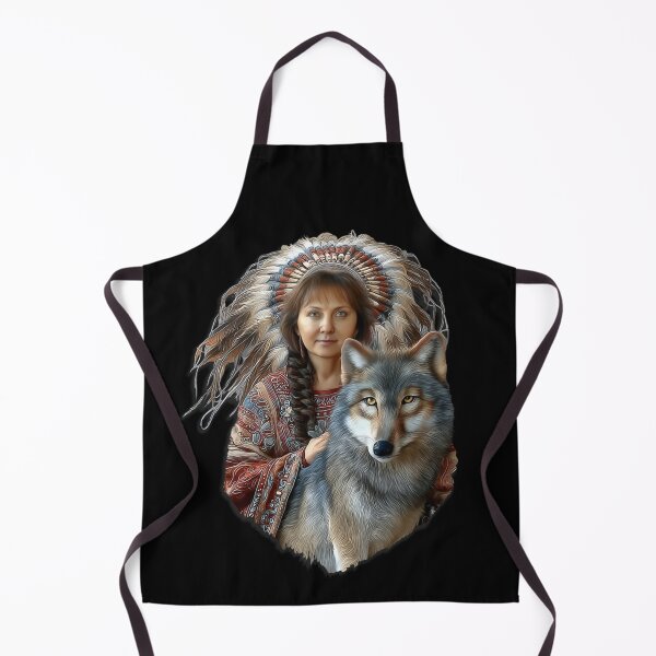 Item preview, Native American Woman With Wolf Spirit Animal Tribal Headdress Art designed and sold by MassonCalepon.