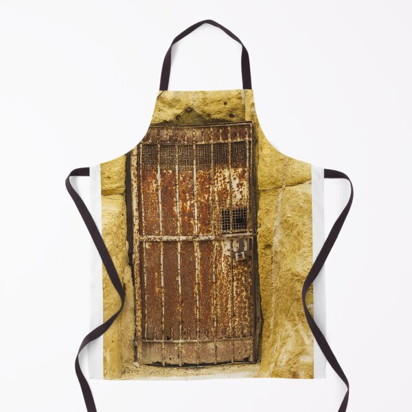 Item preview, Abandoned Doorway In Yellow Wall With Rusted Gate And Debris On The Sidewalk designed and sold by Nmallia.