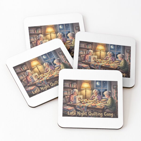 Item preview, Late Night Quilting Gang | Cozy Nighttime Sewing Room designed and sold by Twenty2Creative.