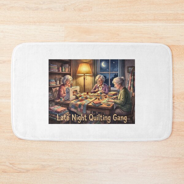 Item preview, Late Night Quilting Gang | Cozy Nighttime Sewing Room designed and sold by Twenty2Creative.