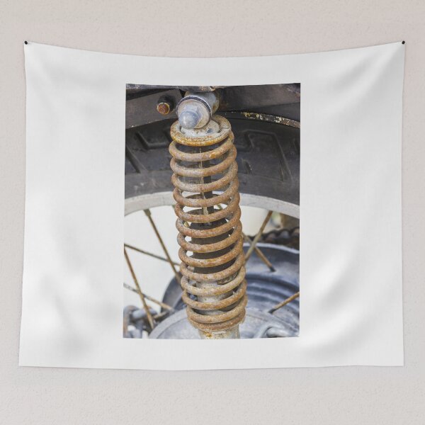 Item preview, Rusty Motorcycle Suspension Spring Closeup With Shock Absorber And Tire Wheel designed and sold by Nmallia.