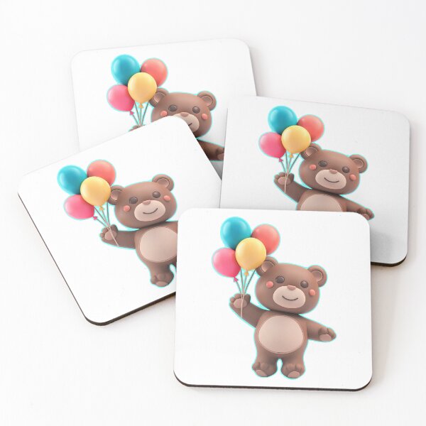Item preview, Kawaii Teddy Bear with Balloons – Cute and Tender Illustration designed and sold by MuninosShop.