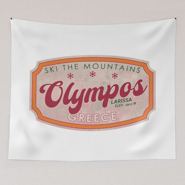 Item preview, Olympos, Greece, Larissa, Ski, textured skiing badge designed and sold by Wanderful-roads.