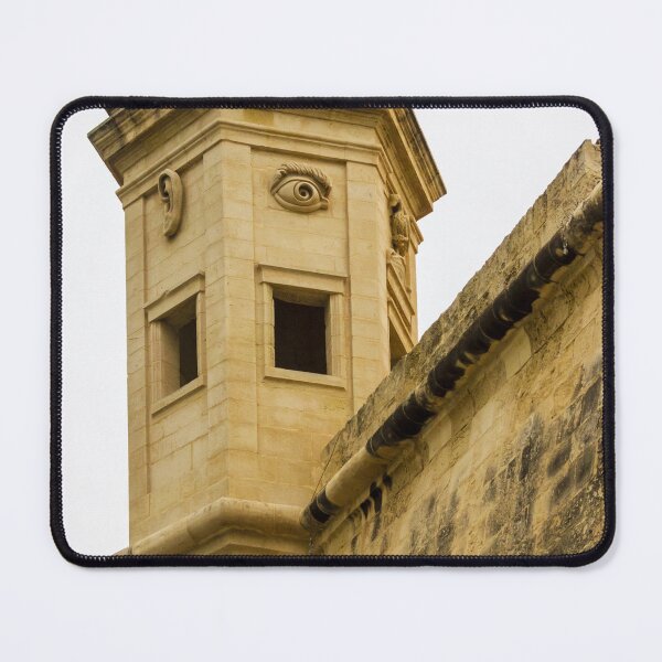 Item preview, Historic Stone Turret With Decorative Eye Carvings On Corner Fortification Tower, Ancient Architectural Facade Detail designed and sold by Nmallia.