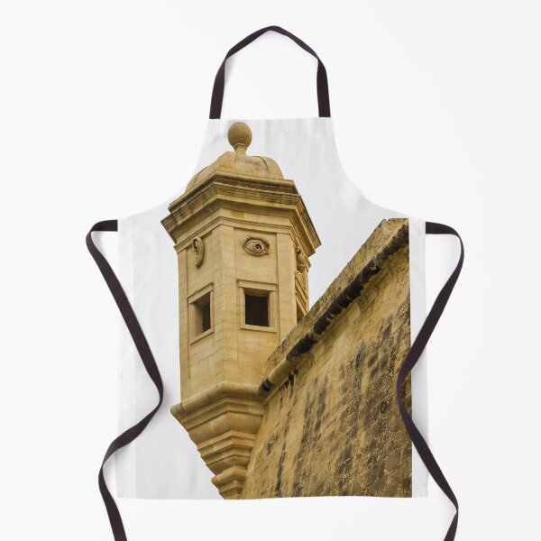 Item preview, Historic Stone Turret With Decorative Eye Carvings On Corner Fortification Tower, Ancient Architectural Facade Detail designed and sold by Nmallia.