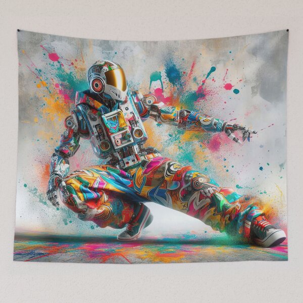 Item preview, Colorful robot in dynamic pose designed and sold by paulrommer.