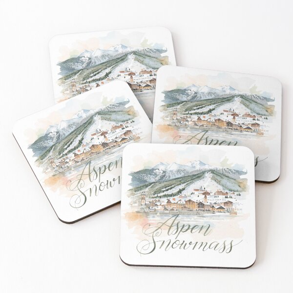 Item preview, Aspen Snowmass winter alpine village in watercolor designed and sold by StormArte.