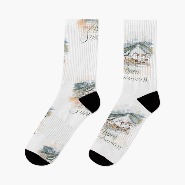 Item preview, Aspen Snowmass winter alpine village in watercolor designed and sold by StormArte.
